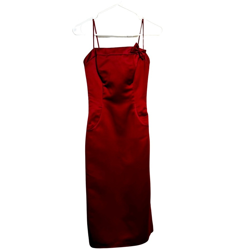vintage: Handmade Red Satin Minimalist Coquette Dress